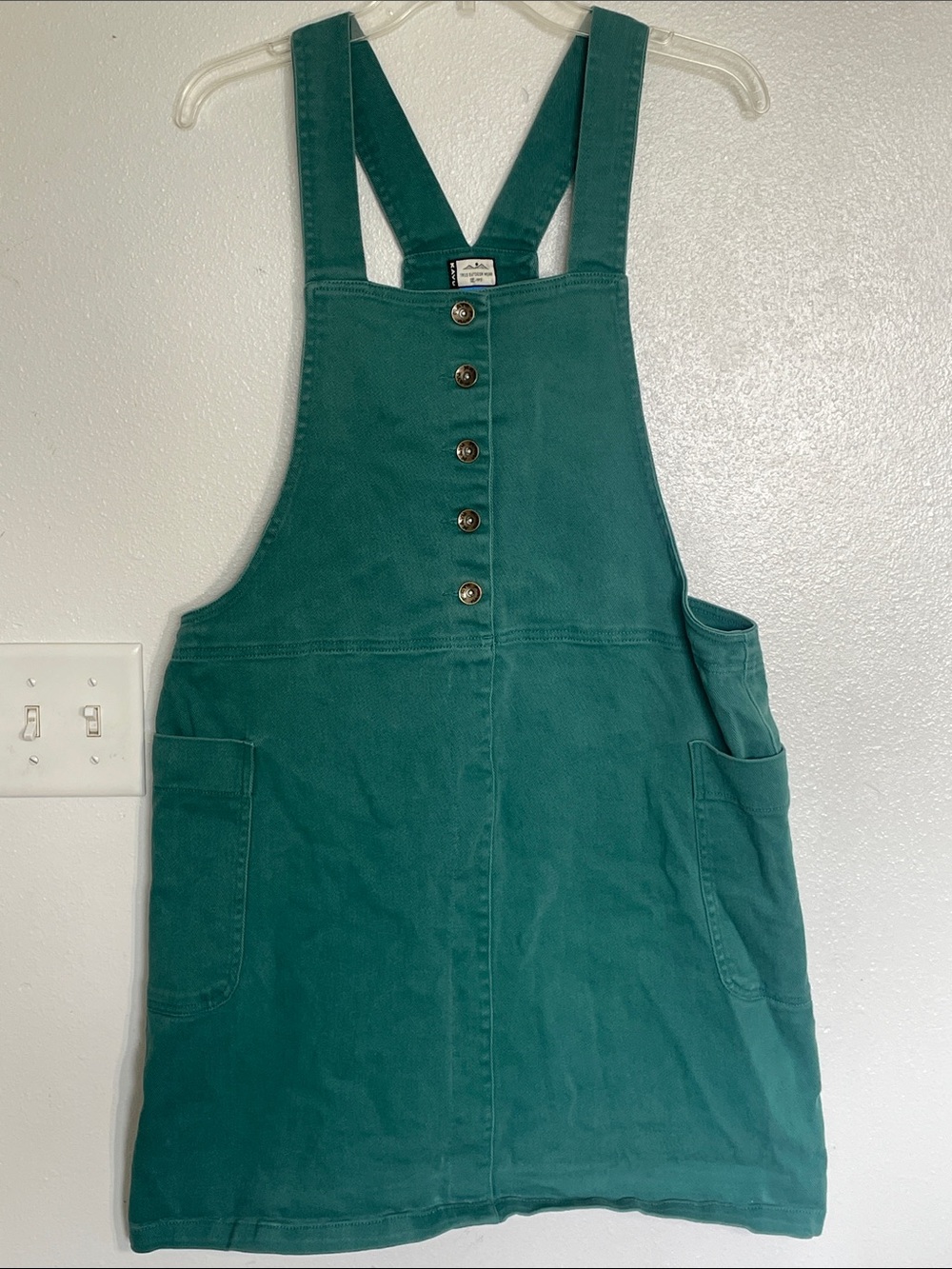 Kavu Teal Canvas Overall Dress with Button Front